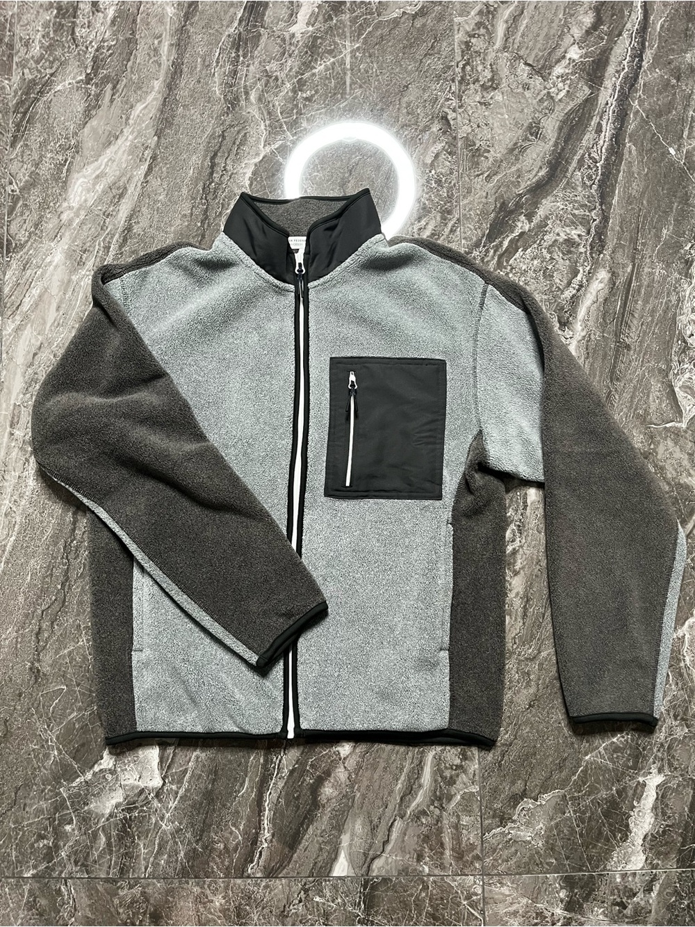 Uniqlo Roger Federer JW Anderson Fleece Jacket Mens S Colorblock Full Zip Gray